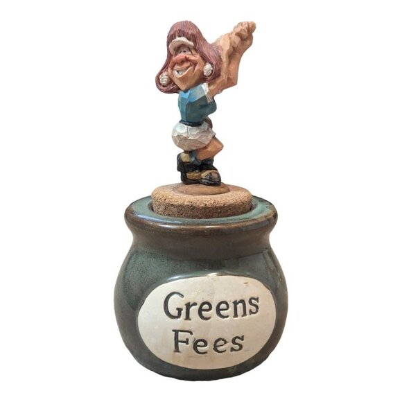 Other - Jar With Cork Lid Tumbleweed Pottery Green Fees Teal USA Handcrafted Golf Golfer